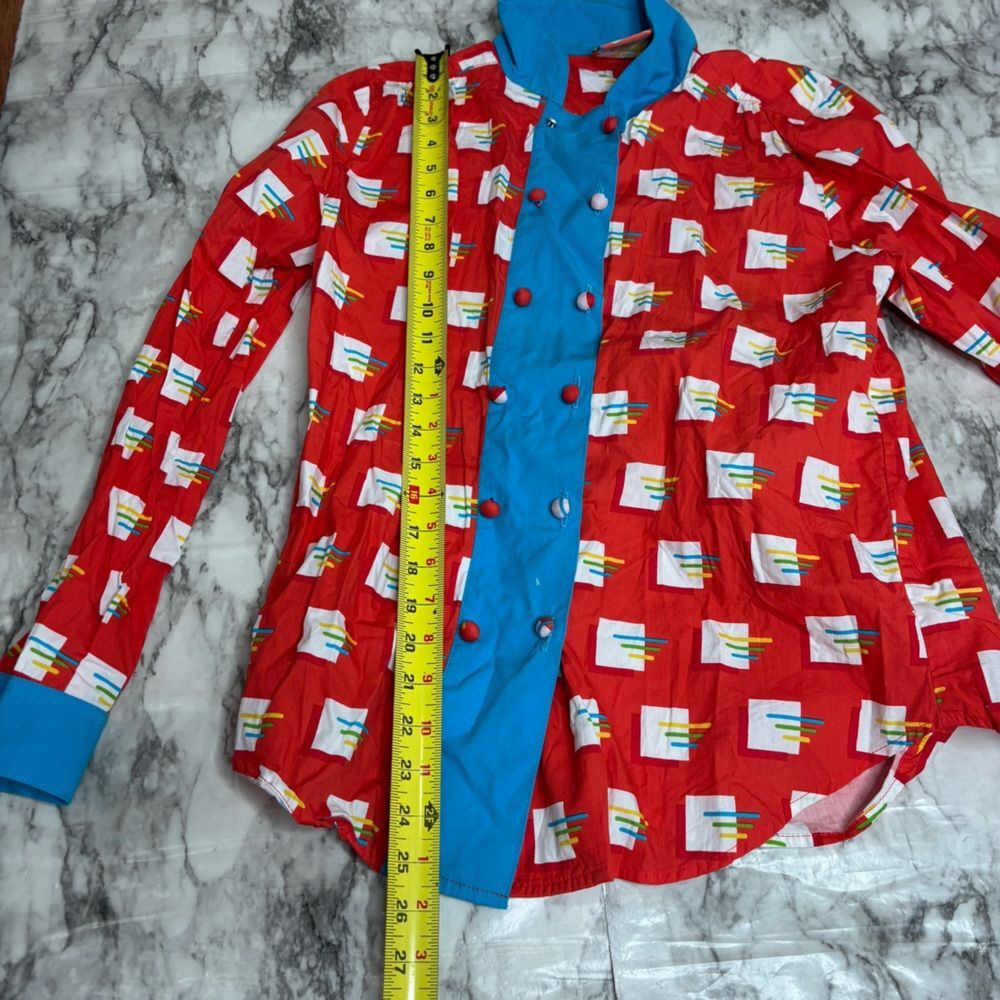 Mokuyobi long sleeve red blue funky retro print shirt top size medium - Picture 4 of 7